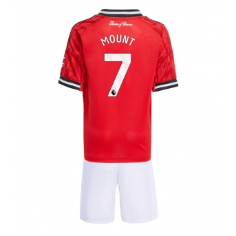 Manchester United Mason Mount #7 Maglia Gara Casa Repliche 2025-26 Bambino Maniche Corte